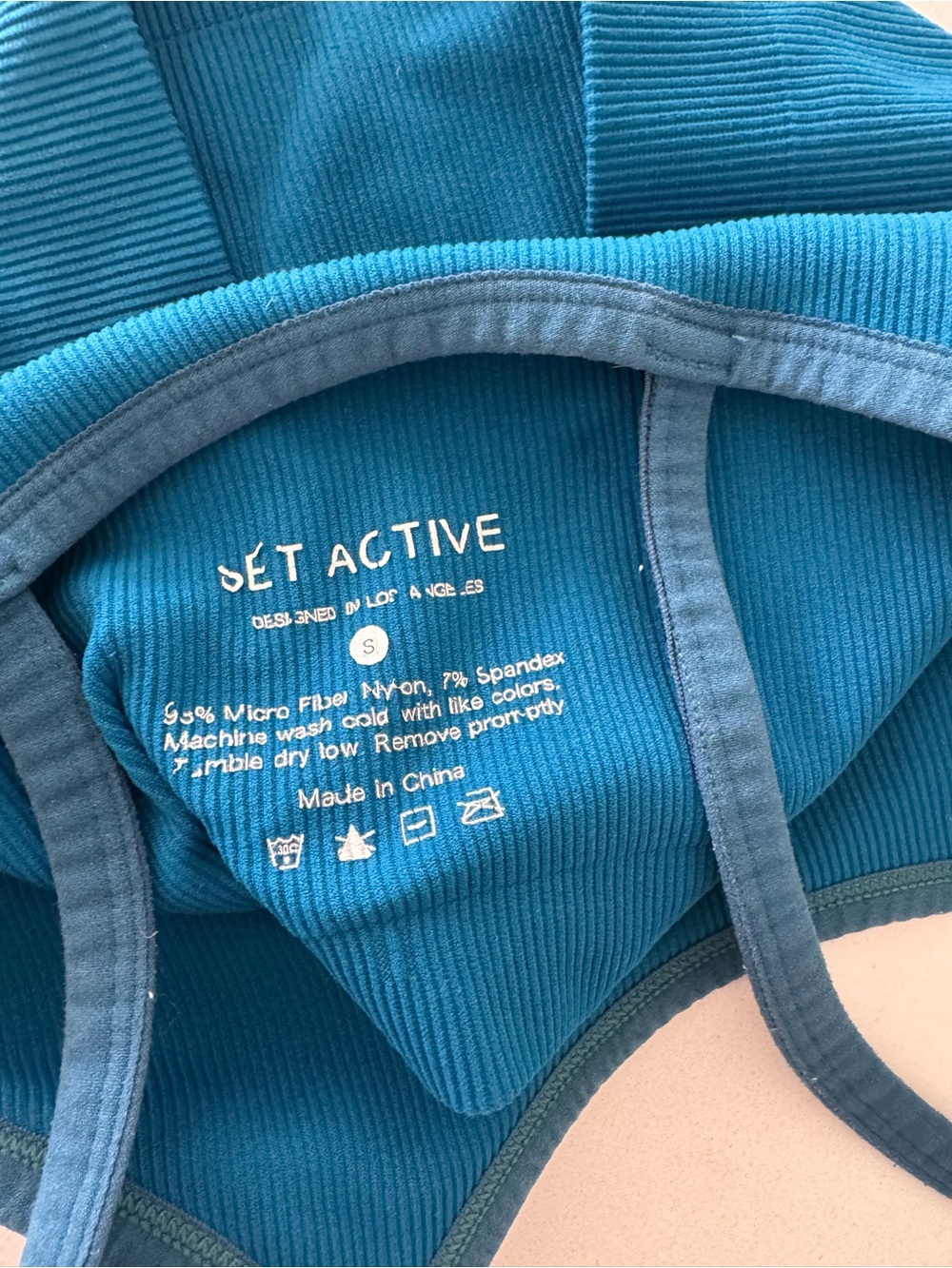 Set Active Ribbed Top Blue - Picture 3 of 3
